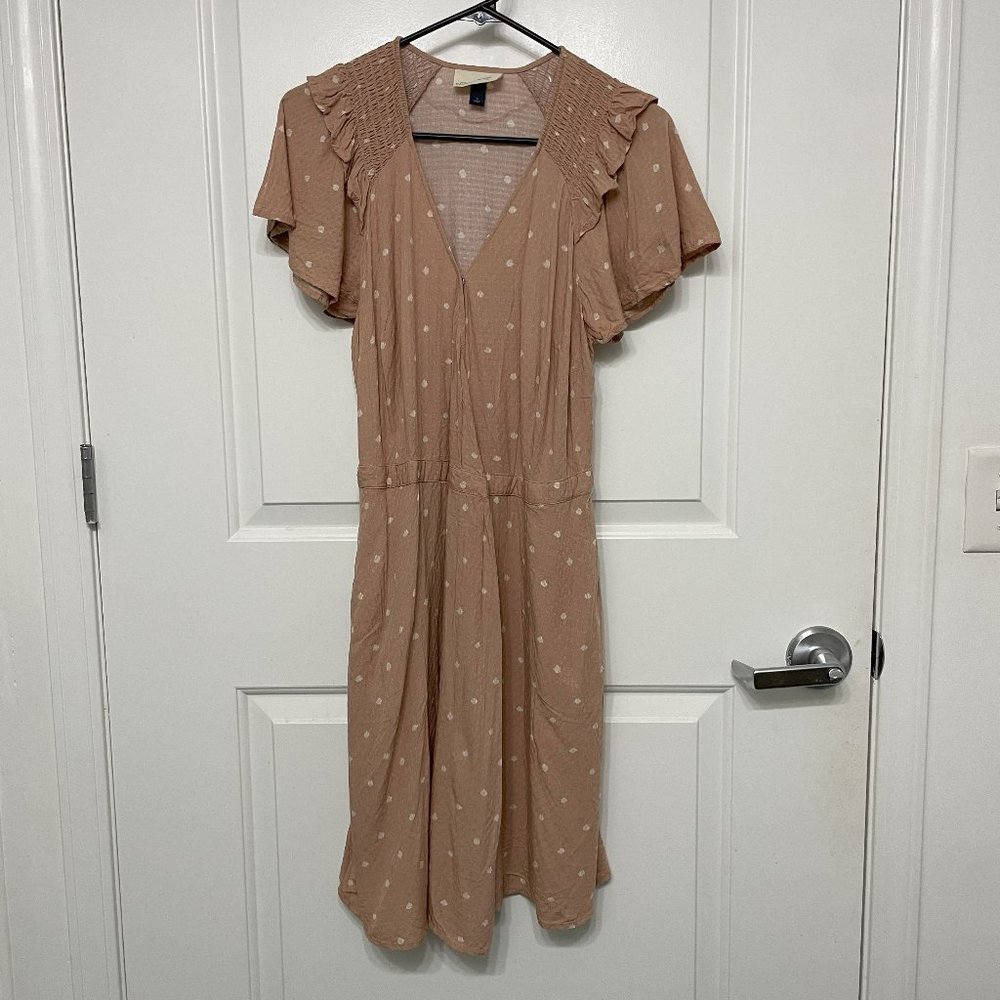 Blush Polka-Dot Wrap Around Dress